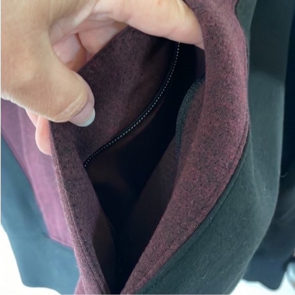 American Eagle Flex Zip Sweatshirt Burgundy Gray Heavyweight Hoodie Winter Gift - Picture 7 of 16